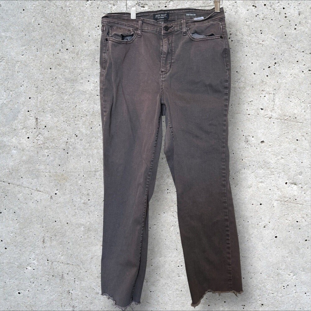 Judy Blue Womens 31 Brown Straight Fit Jeans High‎ Waist Cotton Blend Stretch